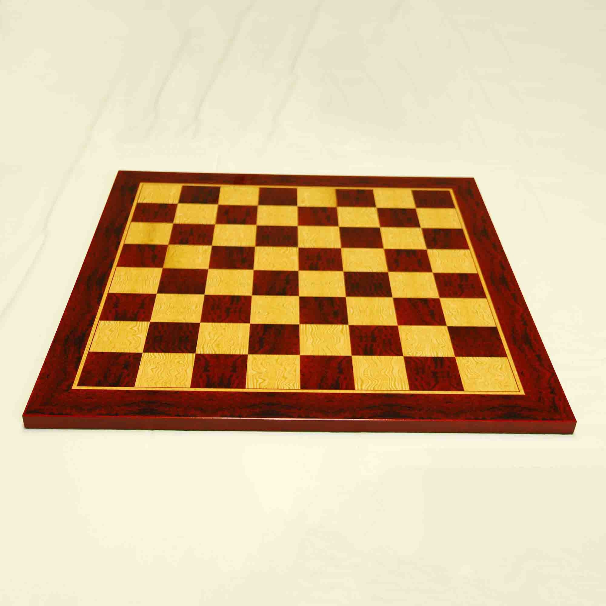 Chess Board  square size 2.25" X 2.25" in Burl Padouk and Burl Maple Wood Look for 4" to 4.125"  Chess Set