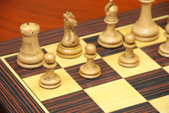 Chess Board  square size 2" X 2" in Stripped Ebony in Matt Finish for 3.25" to 3.75"  Chess Set