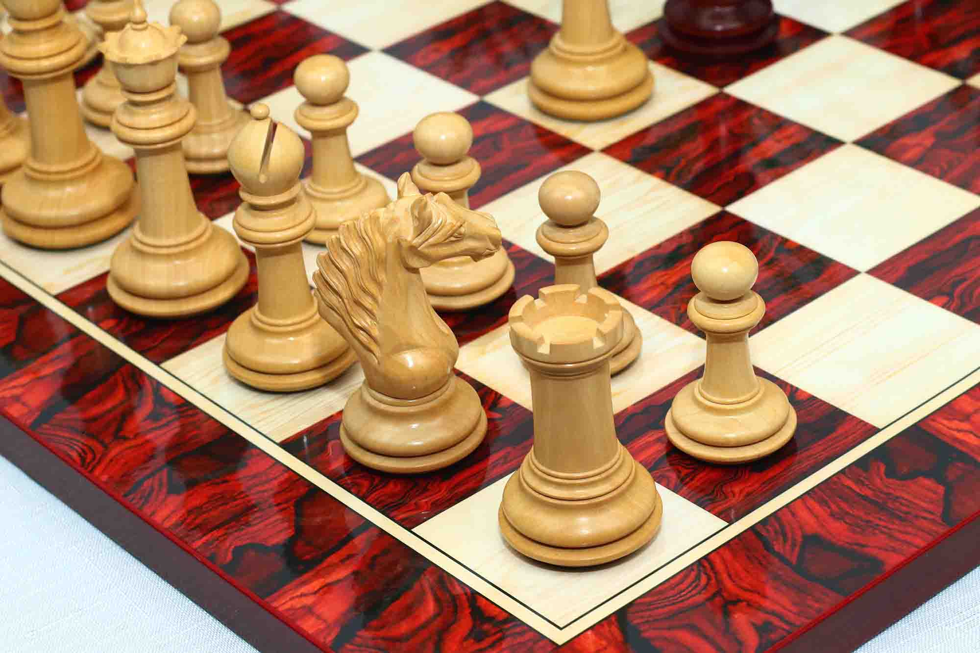 Macedon Series Luxury Staunton 4.4" Boxwood and Bud Rosewood wood Chess set