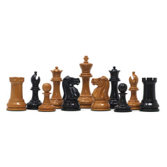 Jaques Zukertort 1875 Reproduction Library 3.5" Chessmen in Lacquered Antiqued Boxwood/Ebony