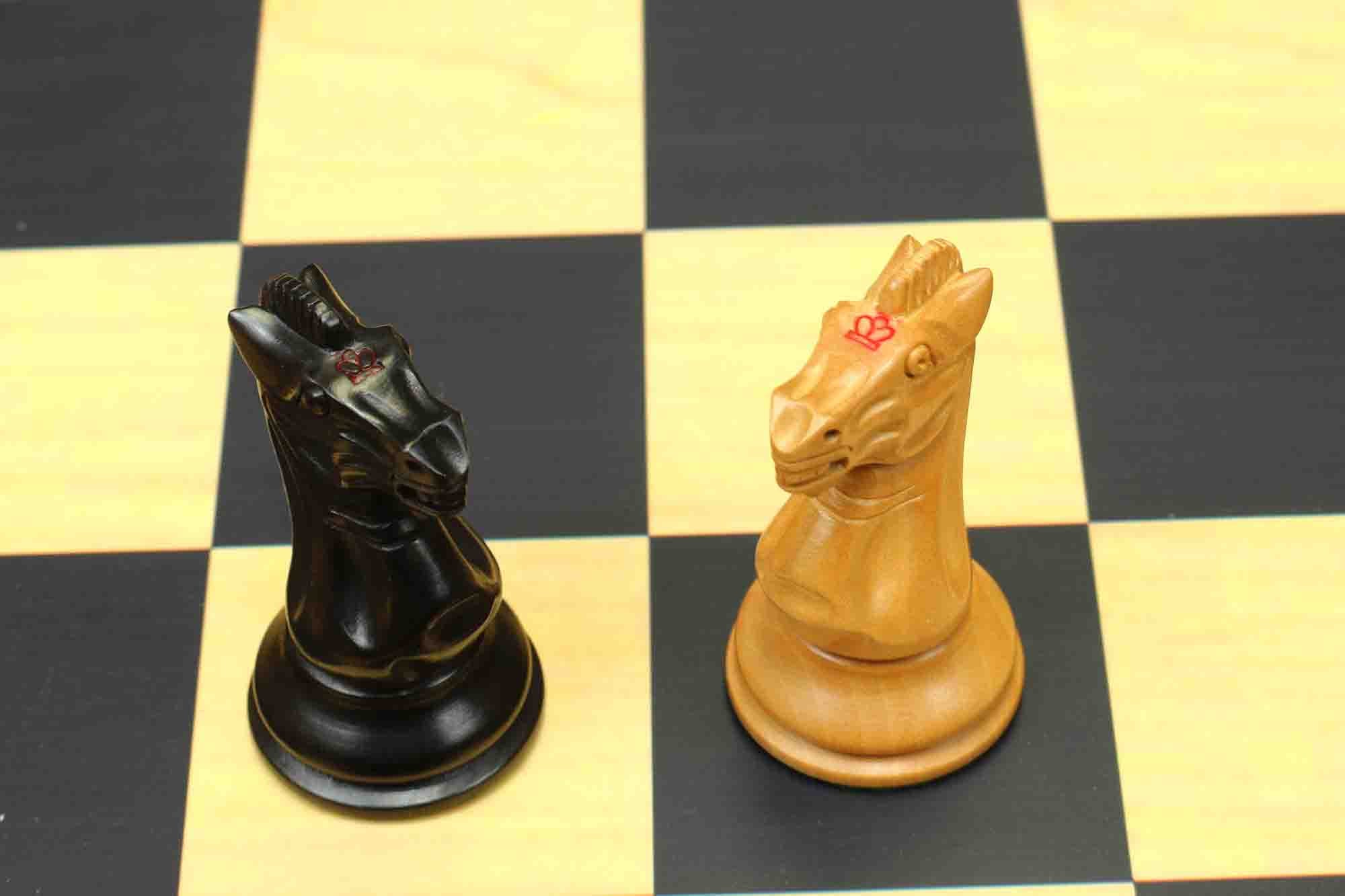 17th Olympiad Havana 1966 Circa Reproduction 3.78" Staunton Chessmen Natural/Ebonised Boxwood