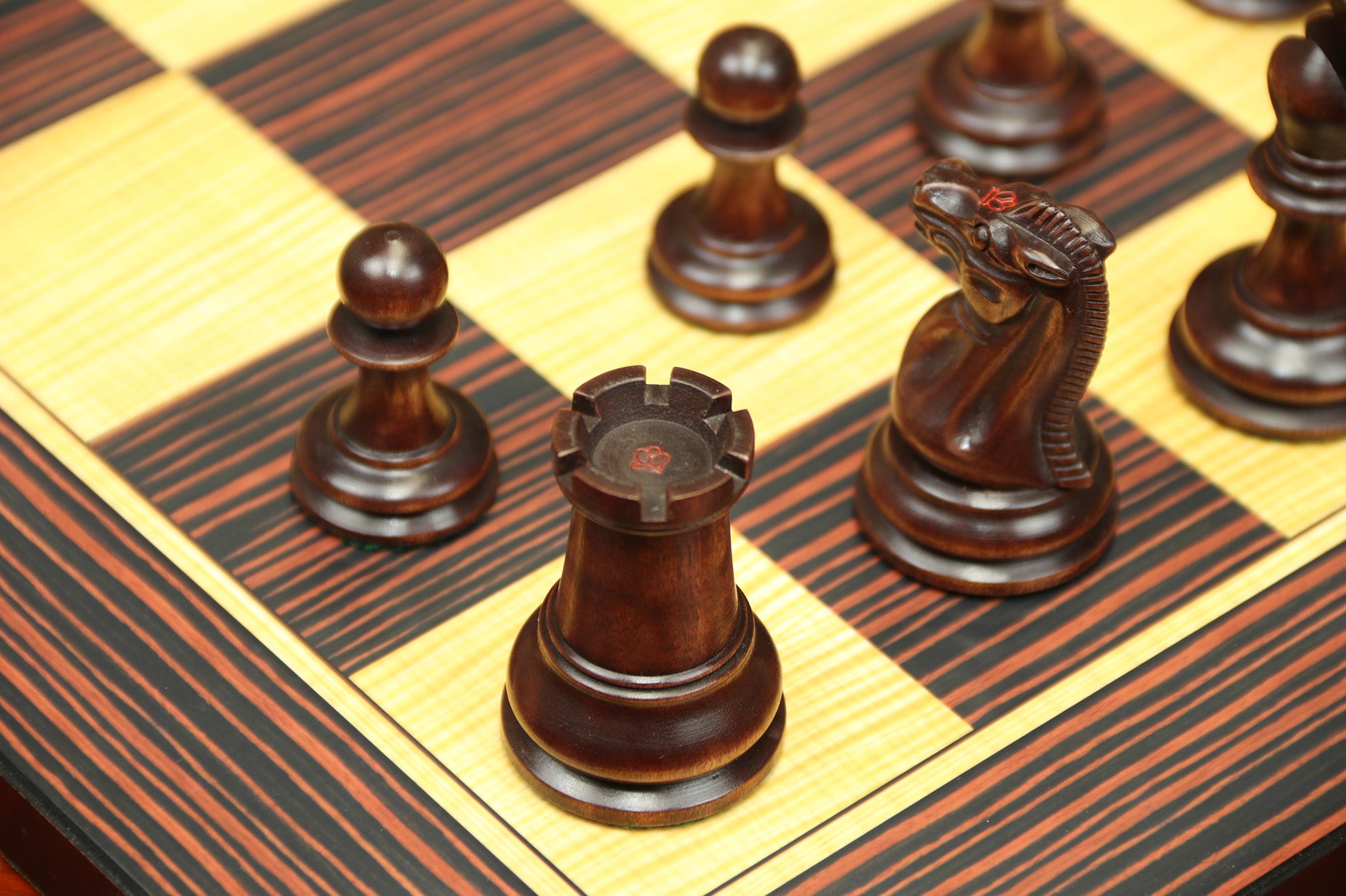 Chess Board  square size 2.25" X 2.25" in Stripped Ebony in Matt Finish for 4" to 4.125"  Chess Set