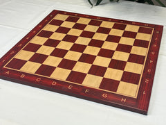 Slightly Imperfect Luxury Chess Board with Square size 2.25" with Notations in Padouk/Maple Look in Matt Finish