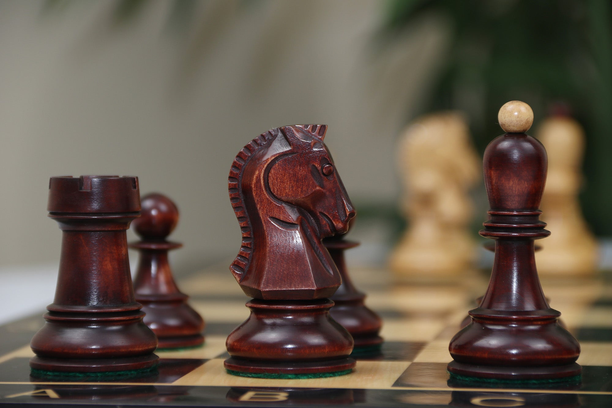 The Fischer Dubrovnik 1970 Upgraded Version Chess set in Distressed and Mahogany Stained Boxwood