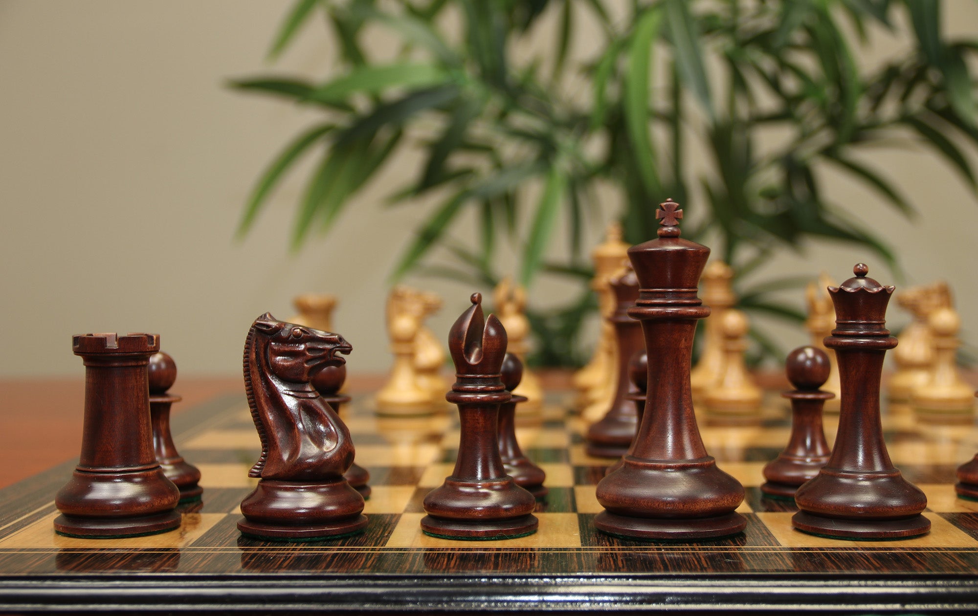 Morphy  Cooke 1849-50 Vintage 4.4" Reproduction Chess Set in Distressed Antique/Mahogany Stained Boxwood