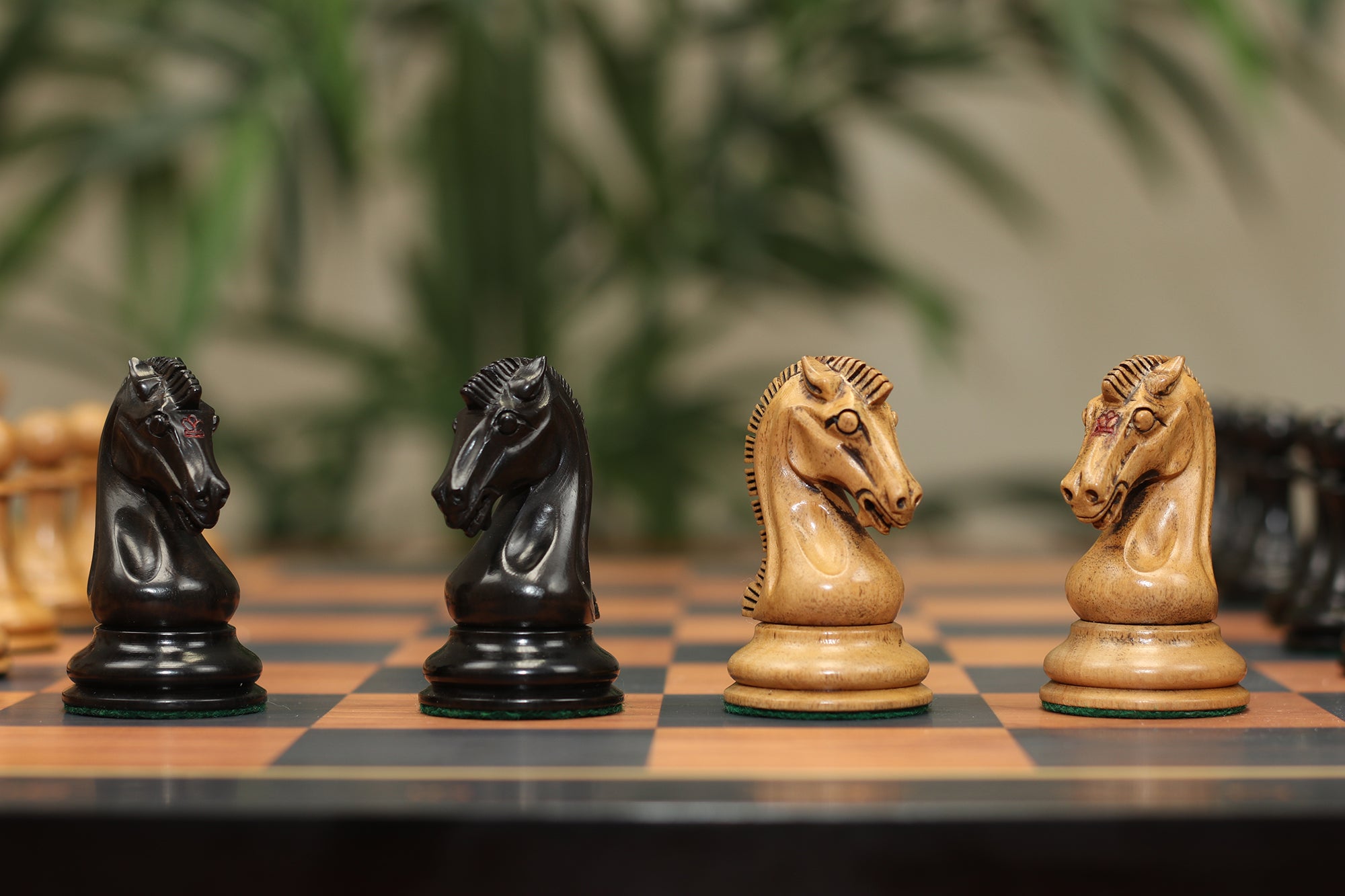 Commemorative Signature Series 3.625" Staunton Chessmen by in Distressed Boxwood/Ebony
