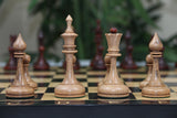 Soviet USSR 1970 Reproduced 4" Chess set in Distressed and Mahogany Stained Boxwood
