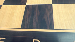 Slightly Imperfect Luxury Chess Board with Square size 2.25" with Notations in Ebony/Maple Look in Matt Finish