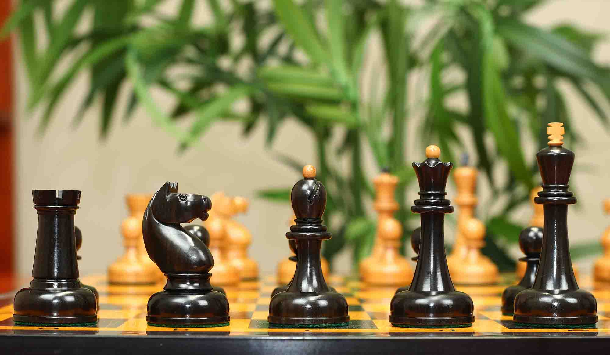 1962 Soviet Championship Historical Reproduced Tal Chess set 4" - Antiqued Boxwood and Ebony