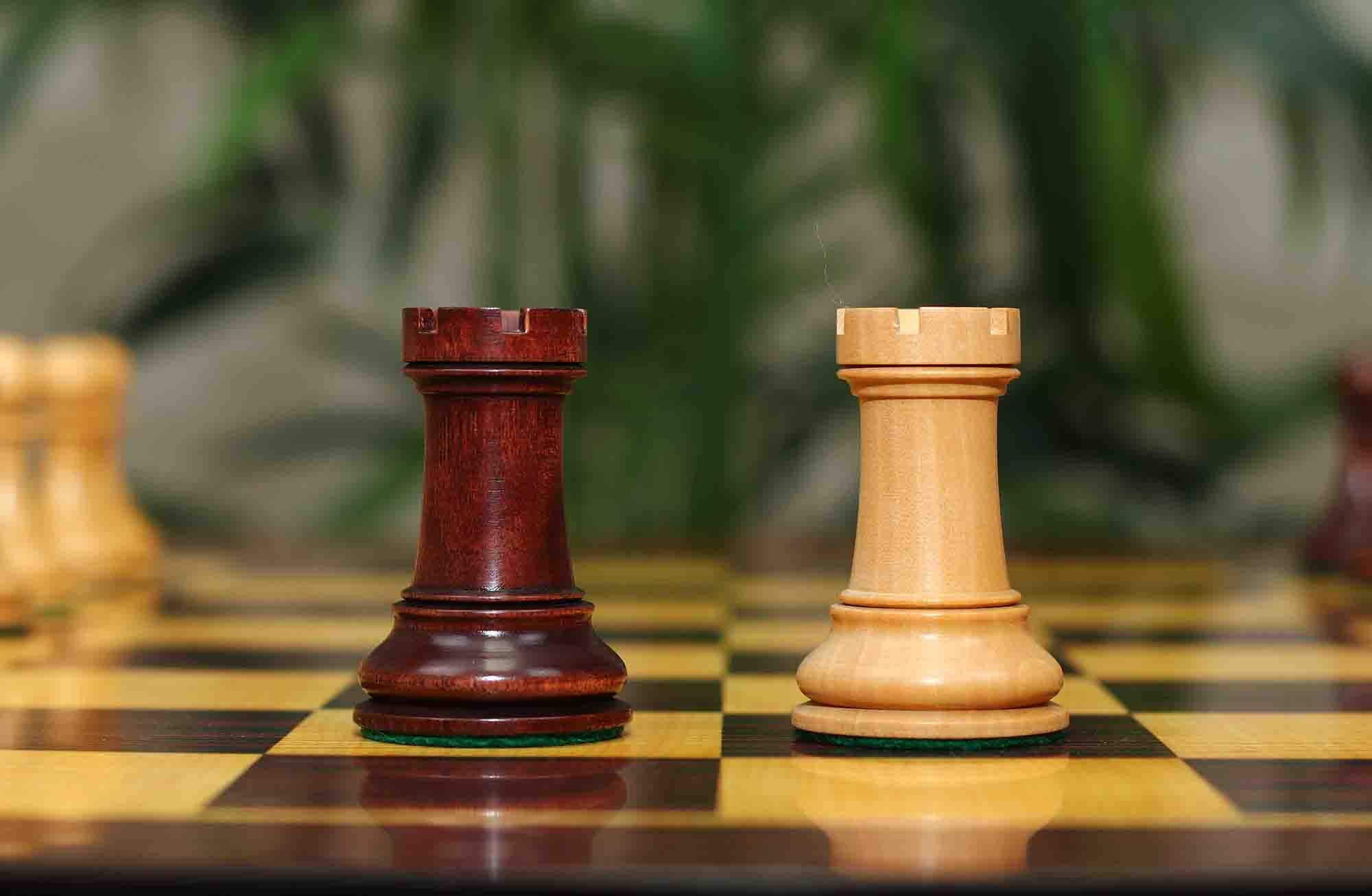 17th Olympiad Havana 1966 Circa Reproduction 3.78" Staunton Chessmen Natural/Mahogany Stained Boxwood