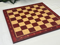 Slightly Imperfect Luxury Chess Board with Square size 2.25" with Notations in Padouk/Maple Look in Matt Finish