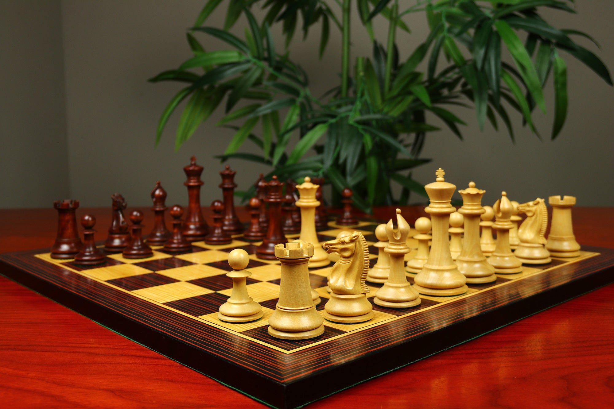 1851-52 Early 2880 Jaques of London Reproduced Vintage 4.4" Chess set Non-Antiqued/Mahogany Stained Boxwood wood