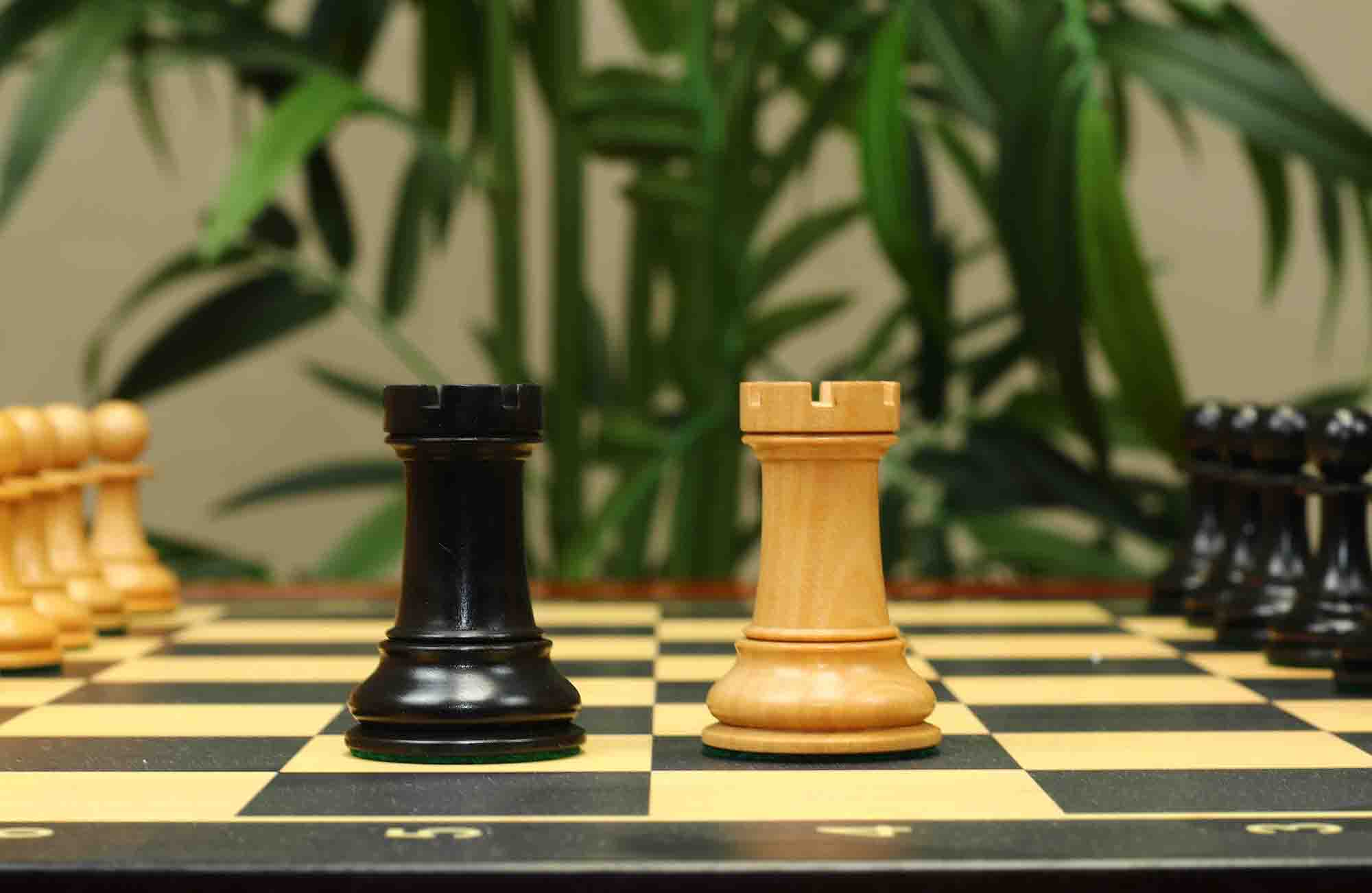 17th Olympiad Havana 1966 Circa Reproduction 3.78" Staunton Chessmen Natural/Ebonised Boxwood