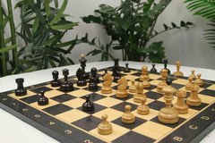 Reproduction Vintage 1930 German Knubbel 3.5" Chess Set in Natural & Ebonised Box wood