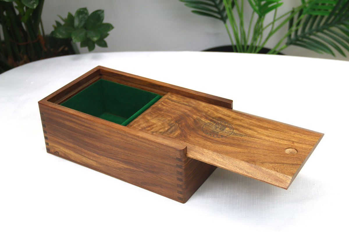 Slide Top Box in Golden Rosewood holds up to 4.4" Chess Pieces