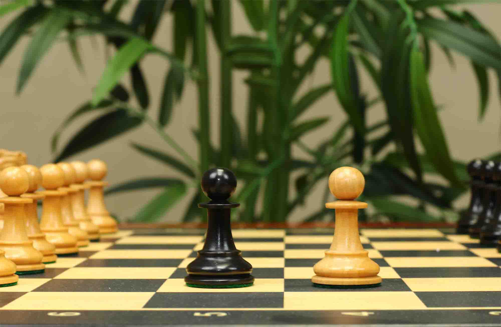 17th Olympiad Havana 1966 Circa Reproduction 3.78" Staunton Chessmen Natural/Ebonised Boxwood