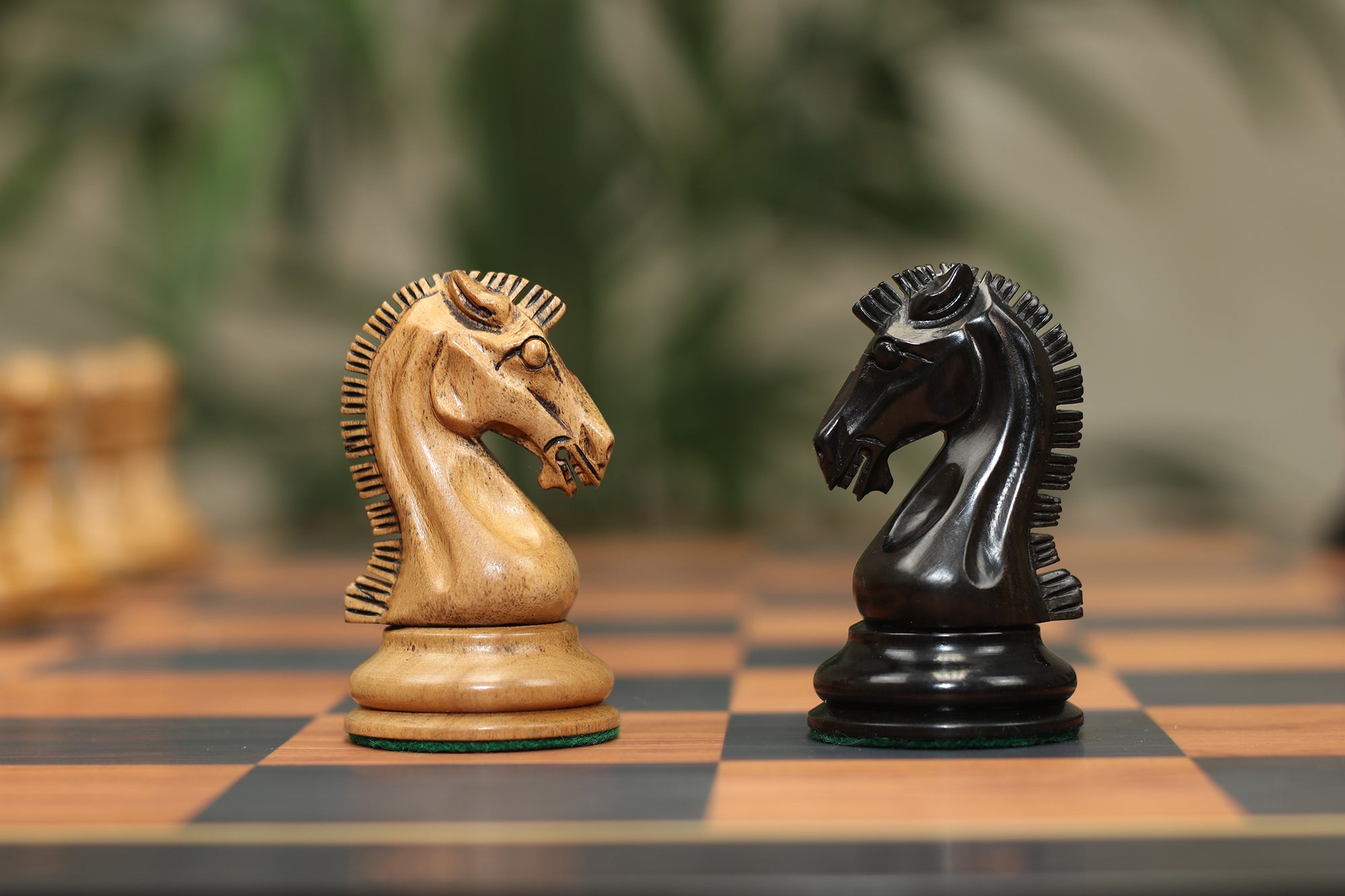 Commemorative Signature Series 3.625" Staunton Chessmen by in Distressed Boxwood/Ebony