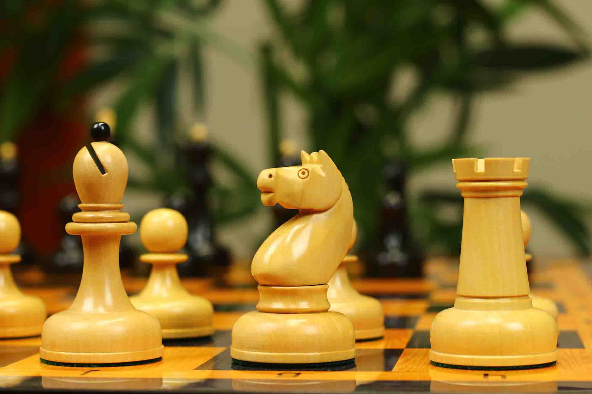 1962 Soviet Championship Historical Reproduced Tal Chess set 4" - Natural Boxwood and Eboony