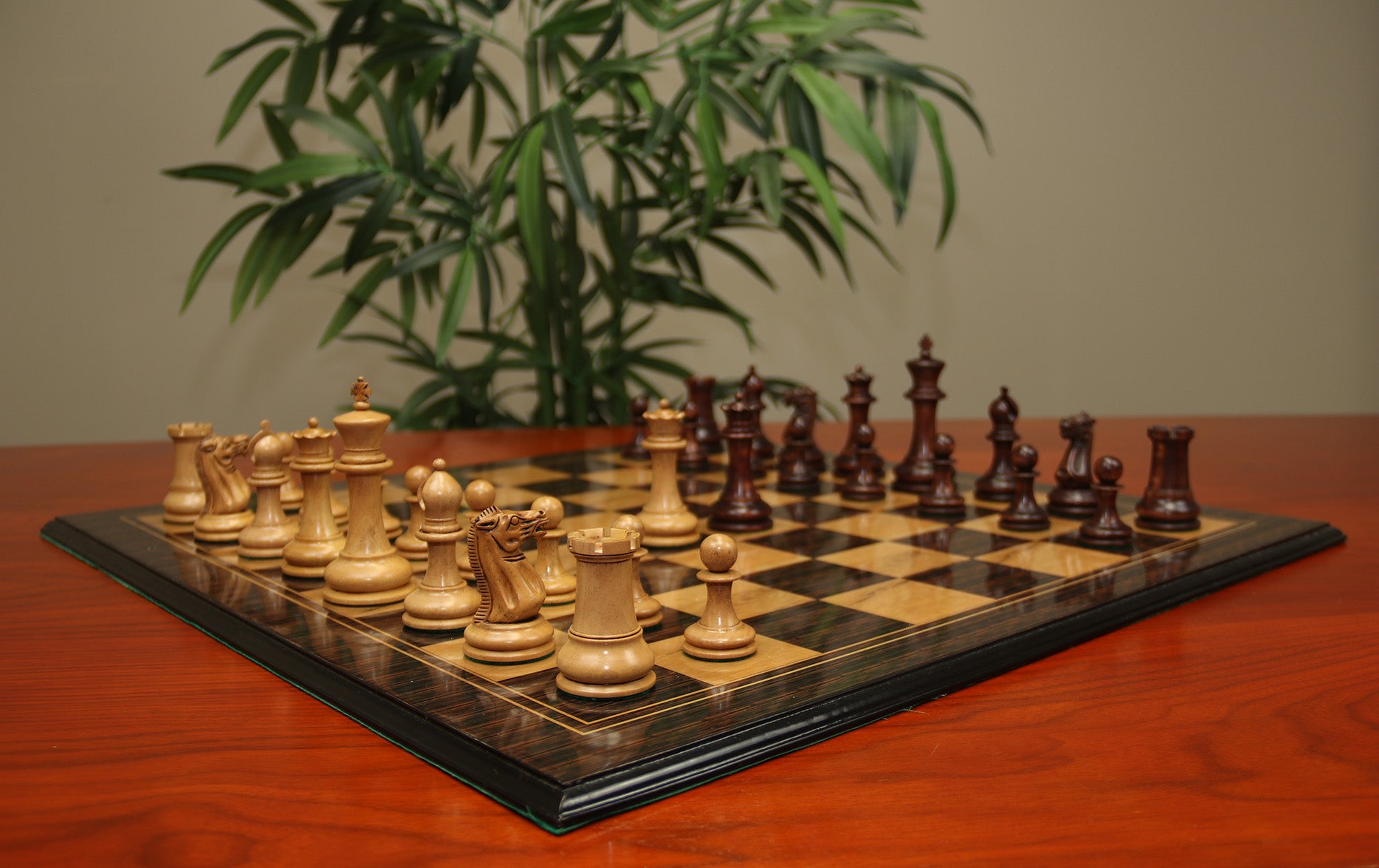 1850-55 Reproduced Staunton 4.4" Mahogany Stained / Antiqued Boxwood Chess Pieces