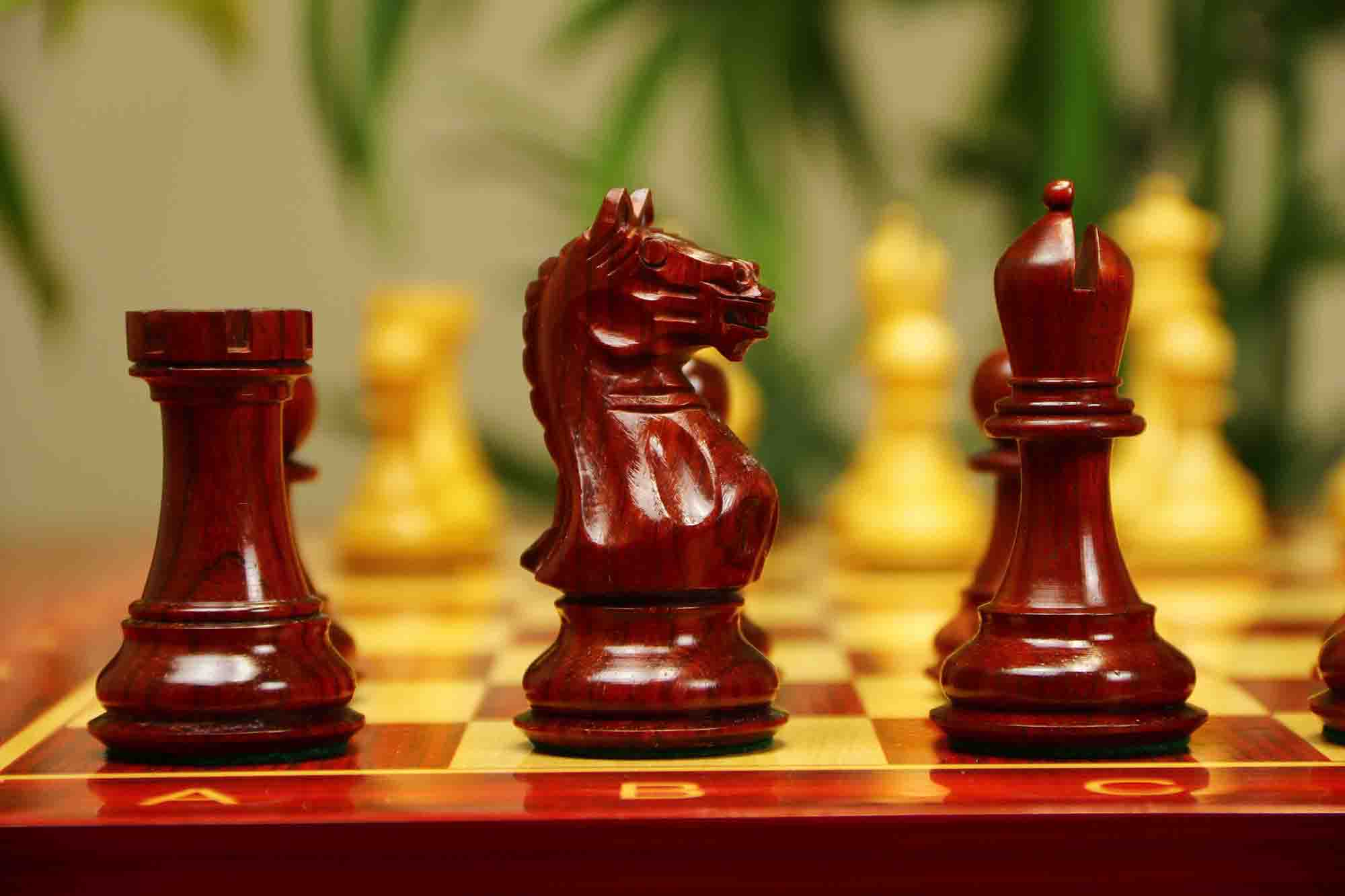 Fierce Series Chess Set 4" Staunton Chess Set - African Padouk & Boxwood