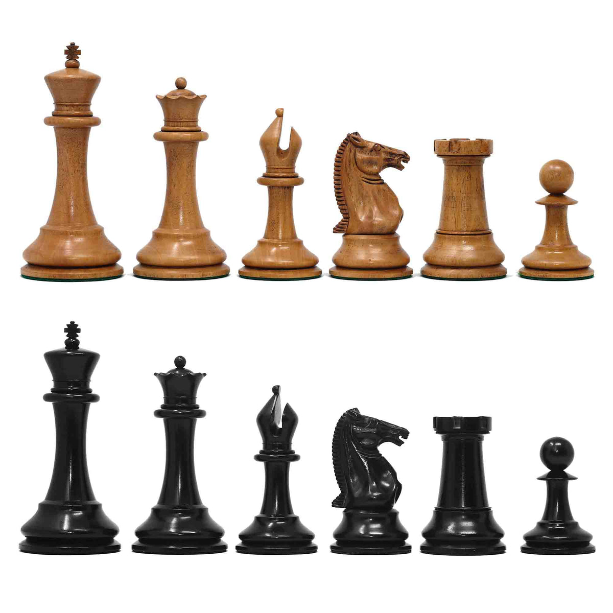 1851-52 Early 2880 Jaques of London Reproduced Vintage 4.4" Chess set Distressed Boxwood/Ebony Wood wood