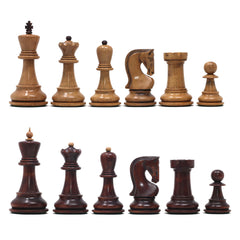Zagreb '59 Series 3.75" Luxury Chessmen in Distressed Boxwood & Mahogany Gilded