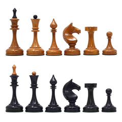 Soviet USSR 1970 Reproduced 4" Chess set in Ebony and Antiqued Boxwood