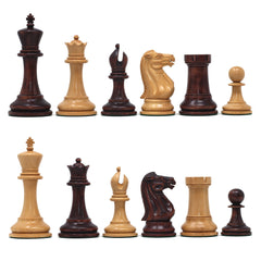 Anderson 1855-60 Reproduced 4.4" Staunton Chessmen in Non-Antiqued Boxwood & Mahogany Stained