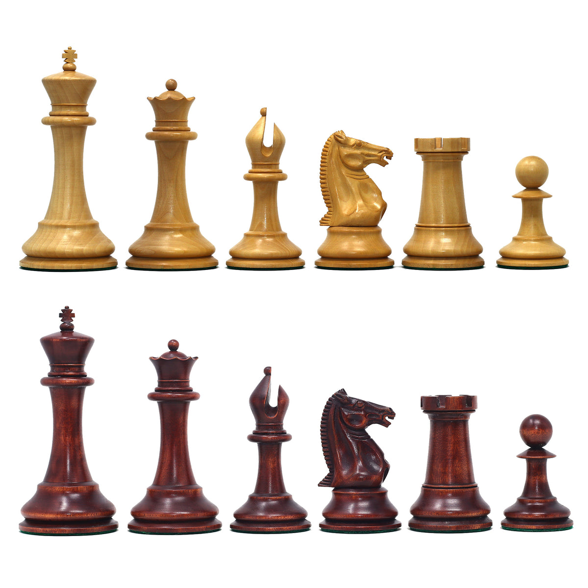 1851-52 Early 2880 Jaques of London Reproduced Vintage 4.4" Chess set Non-Antiqued/Mahogany Stained Boxwood wood