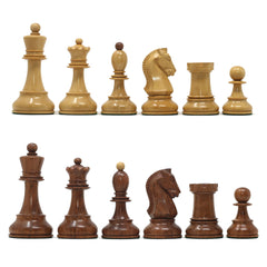 Dubrovnik 1950 Vintage Reproduction 3.75" Chess set in Natural Boxwood & Golden Rosewood