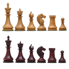 1830 Dublin Style Reproduced Historical Chess Set - 3.75" King Height in Natural & Mahogany Stained Boxwood