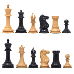 Anderson 1855-60 Reproduced 4.4" Staunton Chessmen in Non-Antiqued Boxwood & Ebonised