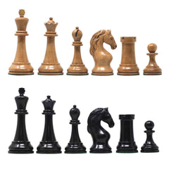 Piatigorsky 1963 Reproduction Staunton 4.5" Chess Pieces Ebony/Distressed Boxwood