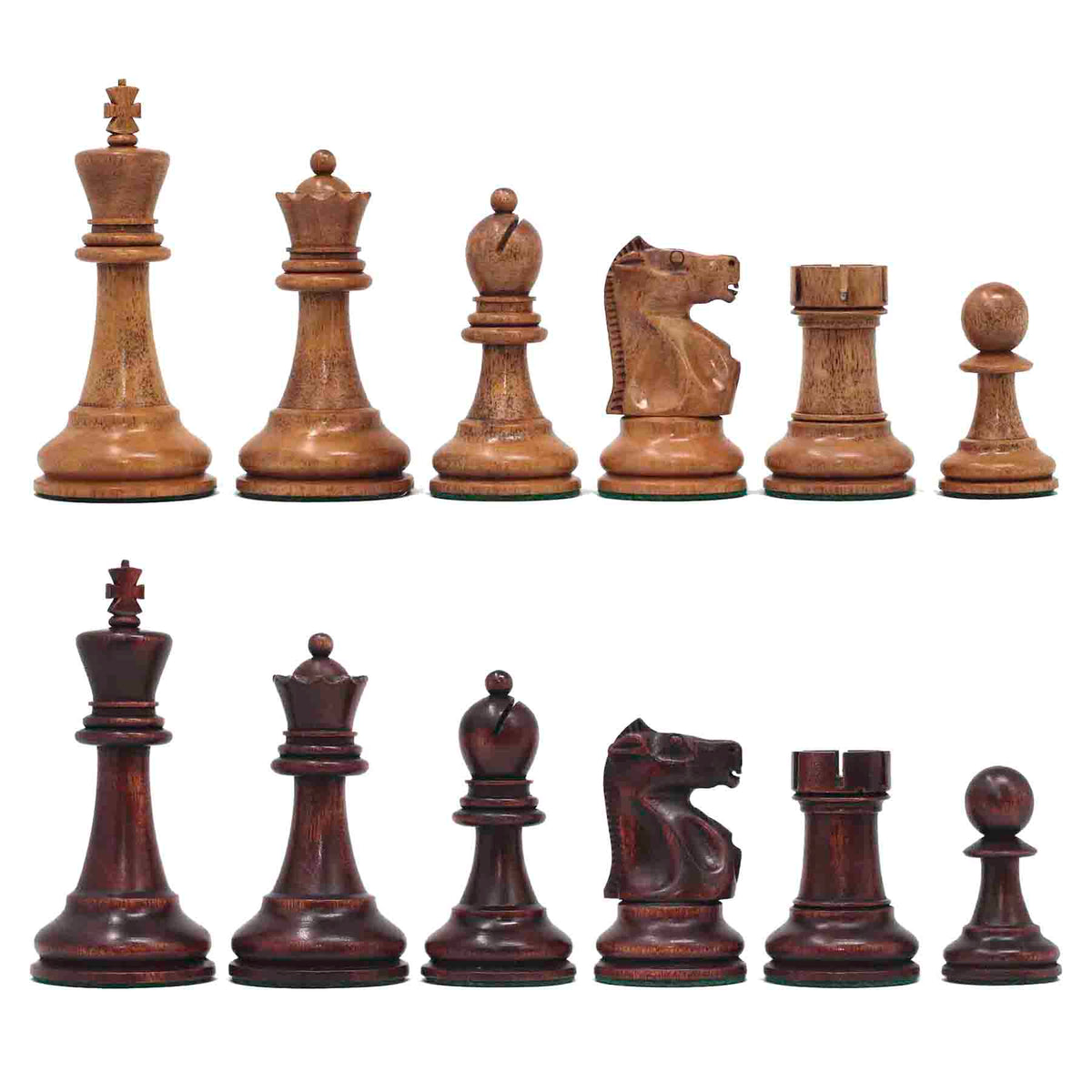 Fischer-Spassky / 1972 World Championship 3.75" Distressed Boxwood/Mahogany Stained Chessmen