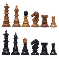 Early Old Vienna Style Coffee House 1900 Reproduction 4.5" Distressed Boxwood/Ebony Wood Chess set