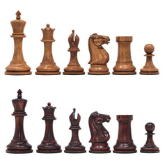 Anderson 1855-60 Reproduced 4.4" Staunton Chessmen in Distressed Boxwood/Mahogany Stained Boxwood