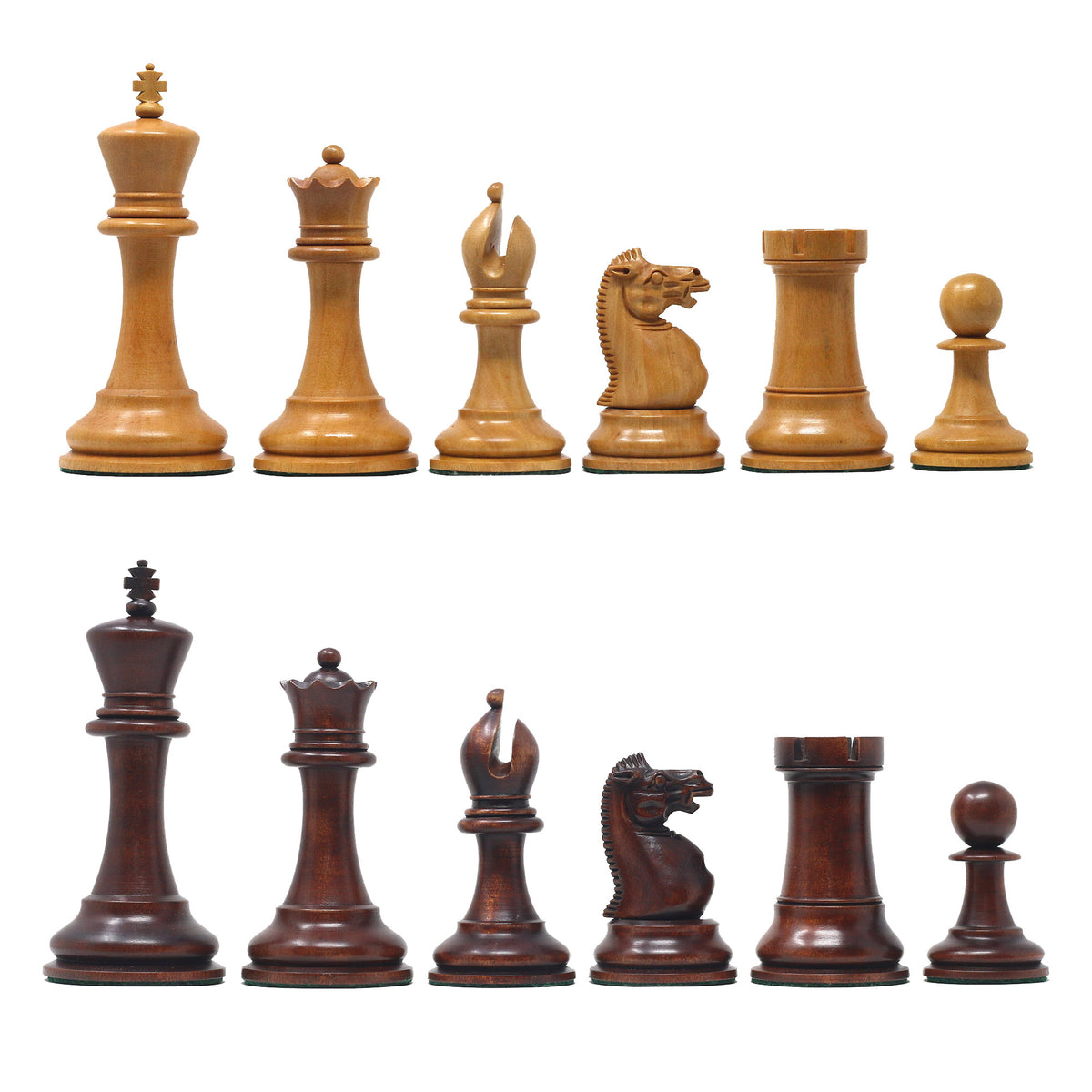 The Jaques Tournament Anderssen “Drop-Jaw” Replica Chessmen Original Vintage Look & Mahogany – 4.4" King