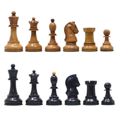 Dubrovink Series 1950 Vintage Reproduction 3.75" Ebony & Distressed Boxwood Chess Set