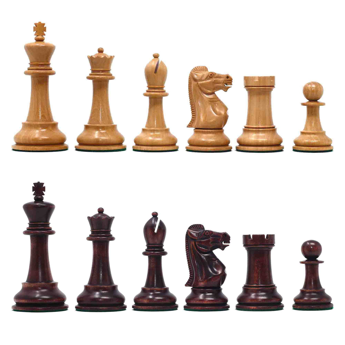 17th Olympiad Havana 1966 Circa Reproduction 3.78" Staunton Chessmen Natural/Mahogany Stained Boxwood