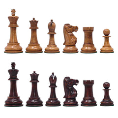 17th Olympiad Havana 1966 Circa Reproduction 3.78" Staunton Chessmen Distressed/Mahogany Stained Boxwood