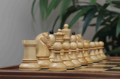 Dubrovnik Series 1950 Vintage Reproduction 3.75" Chess Set in Natural Boxwood/Indian Rosewood