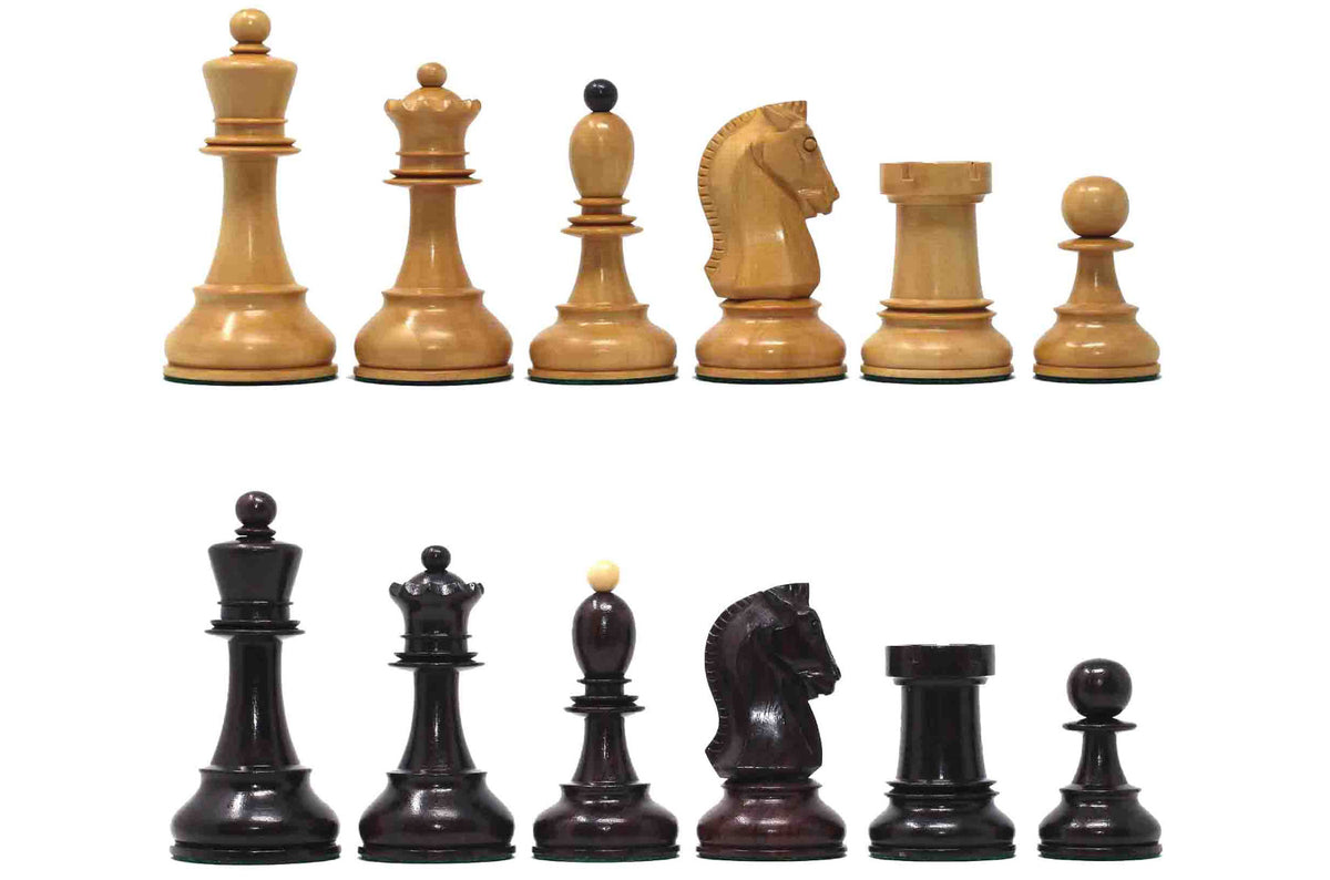 Dubrovnik Series 1950 Vintage Reproduction 3.75" Chess Set in Natural Boxwood/Indian Rosewood