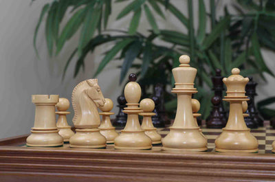 Dubrovnik Series 1950 Vintage Reproduction 3.75" Chess Set in Natural Boxwood/Indian Rosewood