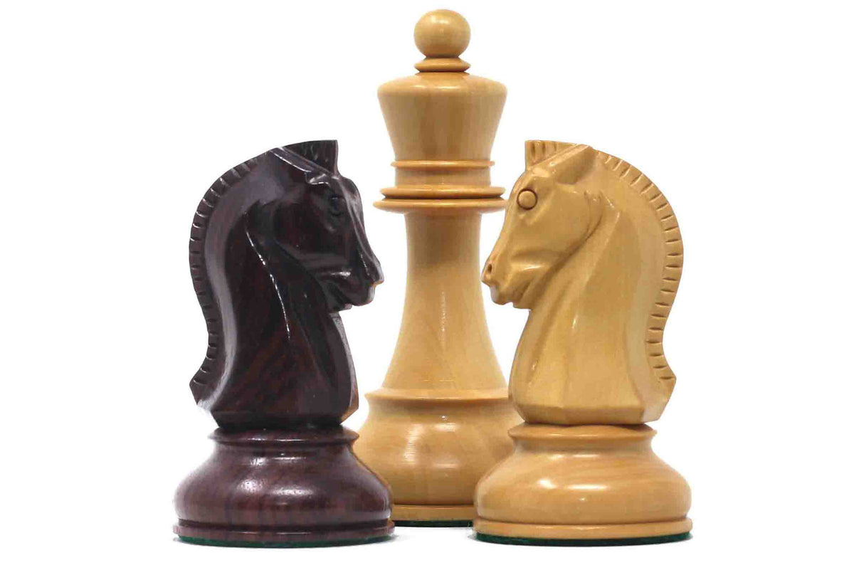 Dubrovnik Series 1950 Vintage Reproduction 3.75" Chess Set in Natural Boxwood/Indian Rosewood