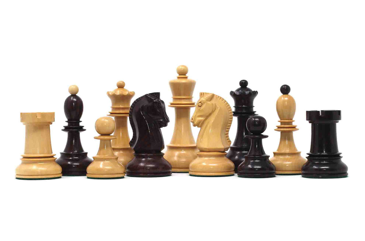 Dubrovnik Series 1950 Vintage Reproduction 3.75" Chess Set in Natural Boxwood/Indian Rosewood
