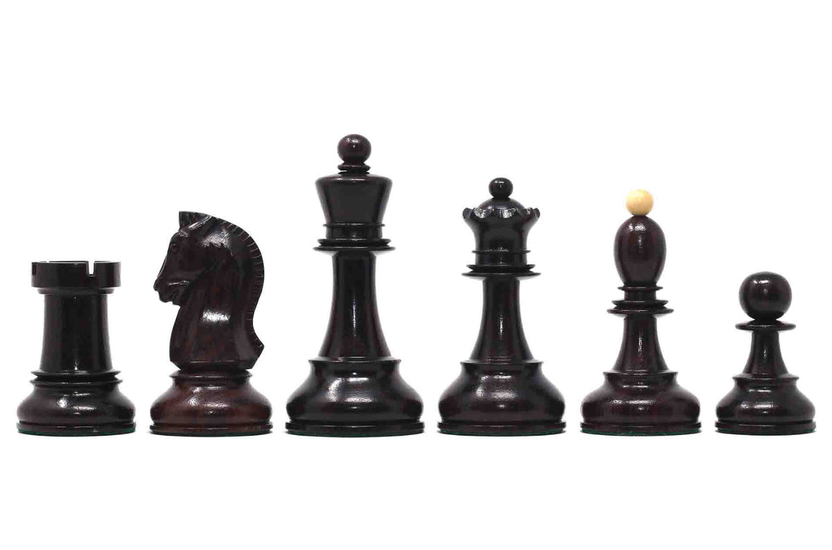 Dubrovnik Series 1950 Vintage Reproduction 3.75" Chess Set in Natural Boxwood/Indian Rosewood