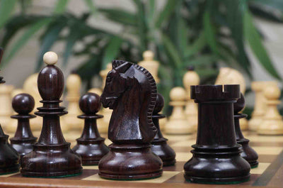 Dubrovnik Series 1950 Vintage Reproduction 3.75" Chess Set in Natural Boxwood/Indian Rosewood