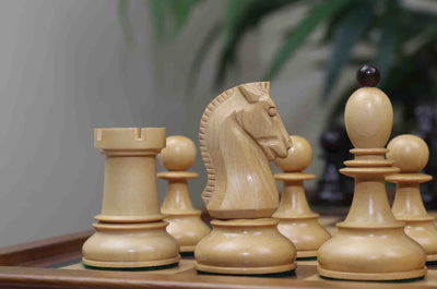 Dubrovnik Series 1950 Vintage Reproduction 3.75" Chess Set in Natural Boxwood/Indian Rosewood