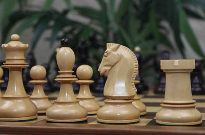 Dubrovnik Series 1950 Vintage Reproduction 3.75" Chess Set in Natural Boxwood/Indian Rosewood