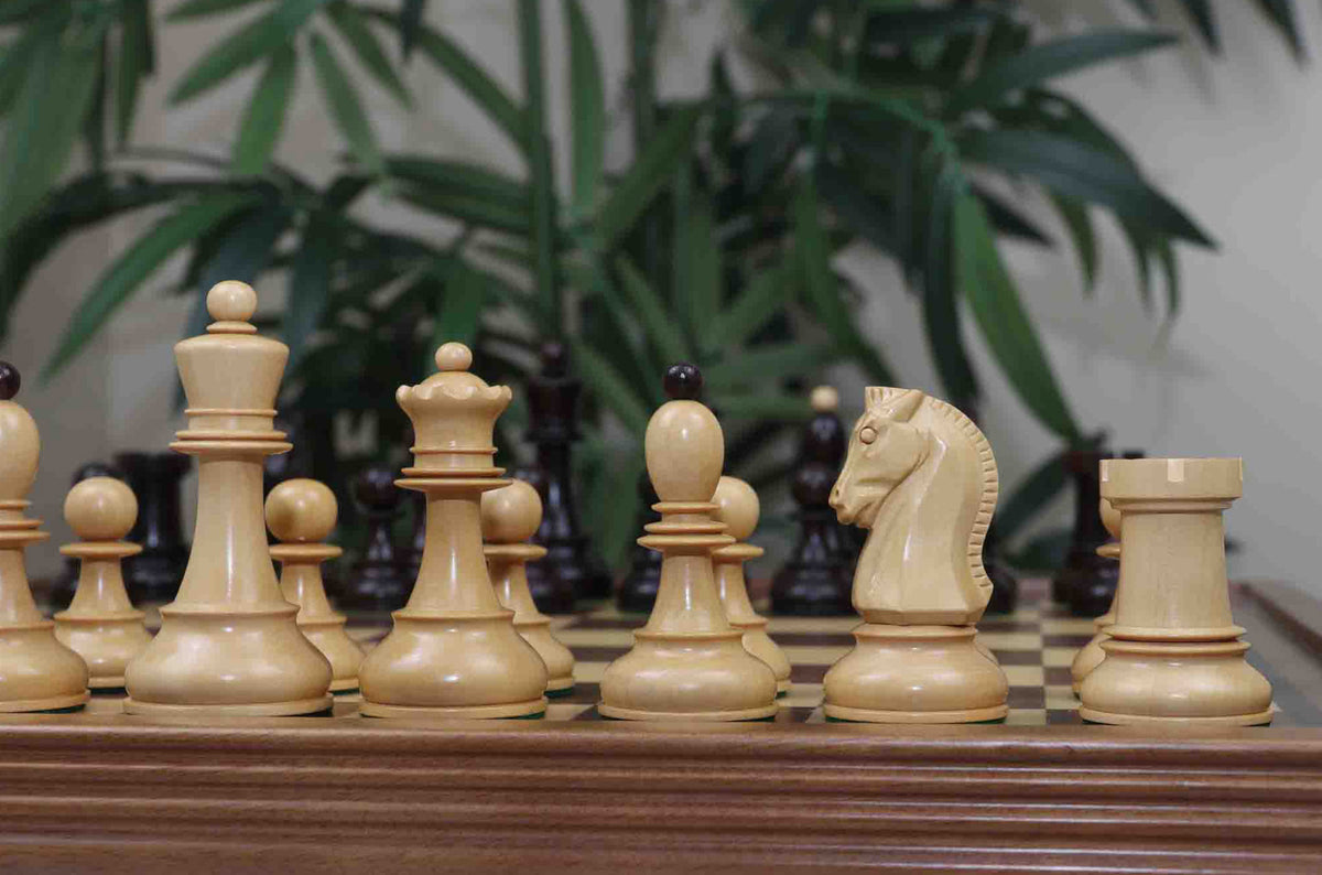 Dubrovnik Series 1950 Vintage Reproduction 3.75" Chess Set in Natural Boxwood/Indian Rosewood